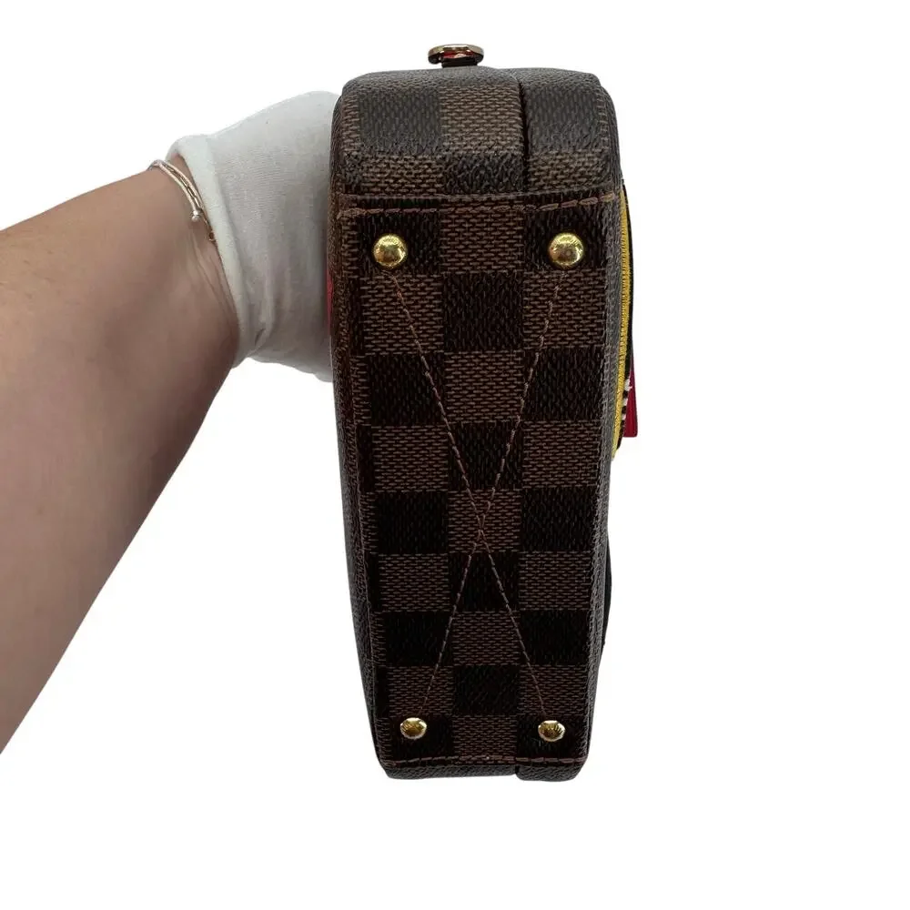 Louis Vuitton LV Damier Ebene Stories Box Trunk Crossbody Bag W/Patches Full Set
